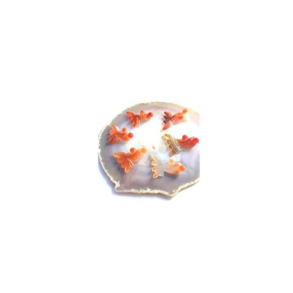 Adorable Red Agate Fish Pendants - 5 total - Picture 1 of 6